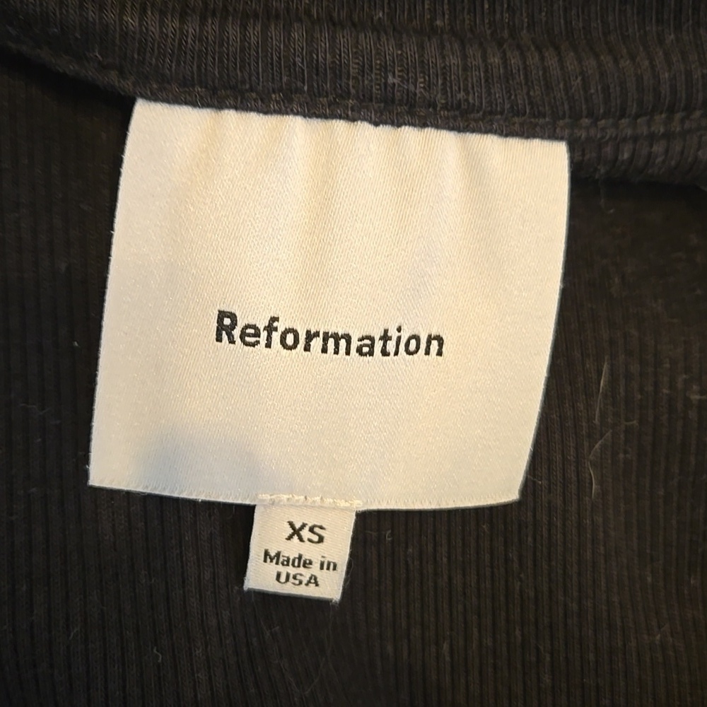 Reformation Black Ribbed Button Front Mini Dress - Picture 6 of 8